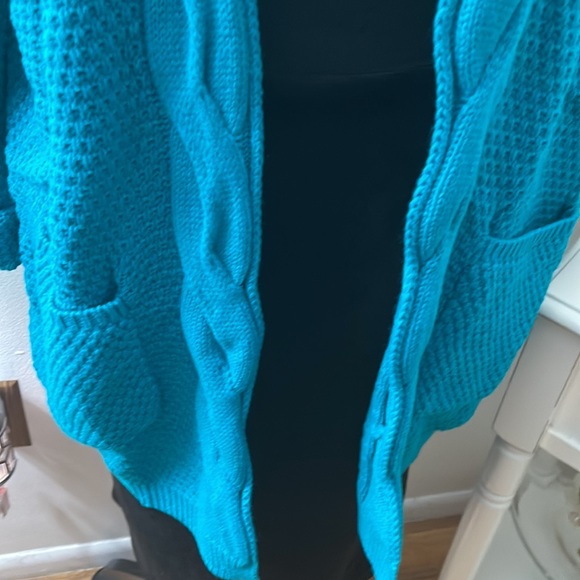 Aqua Blue/Green Cardigan Sweater - Picture 11 of 11